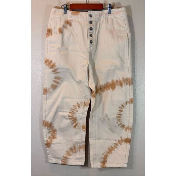 NWOT We The Free People Osaka Tie Dye Relaxed Straight Leg Harem Jeans Womens 29 - Picture 2 of 10